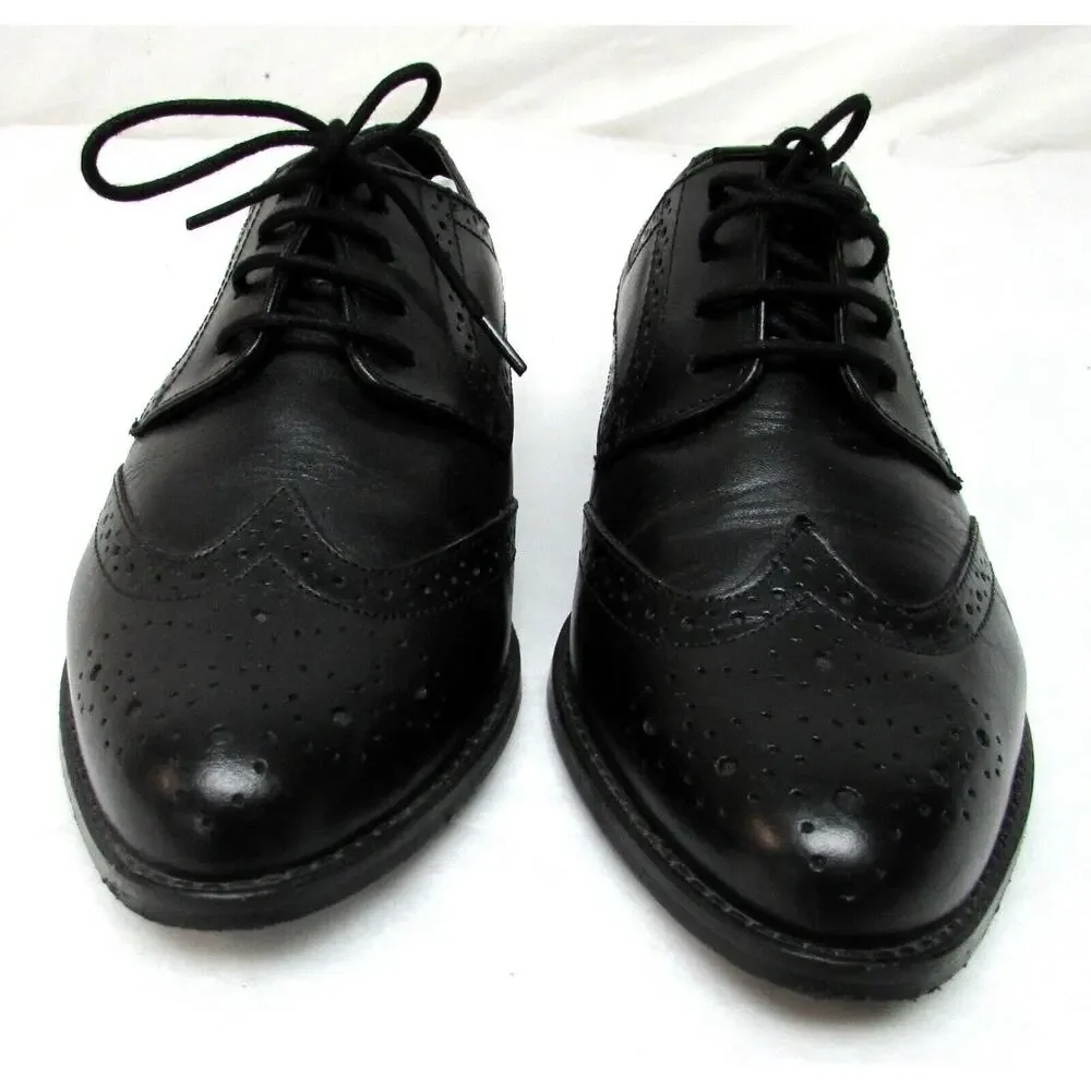 ASOS men's size 8.5 M black leather wingtip oxfords shoes wing tip dress